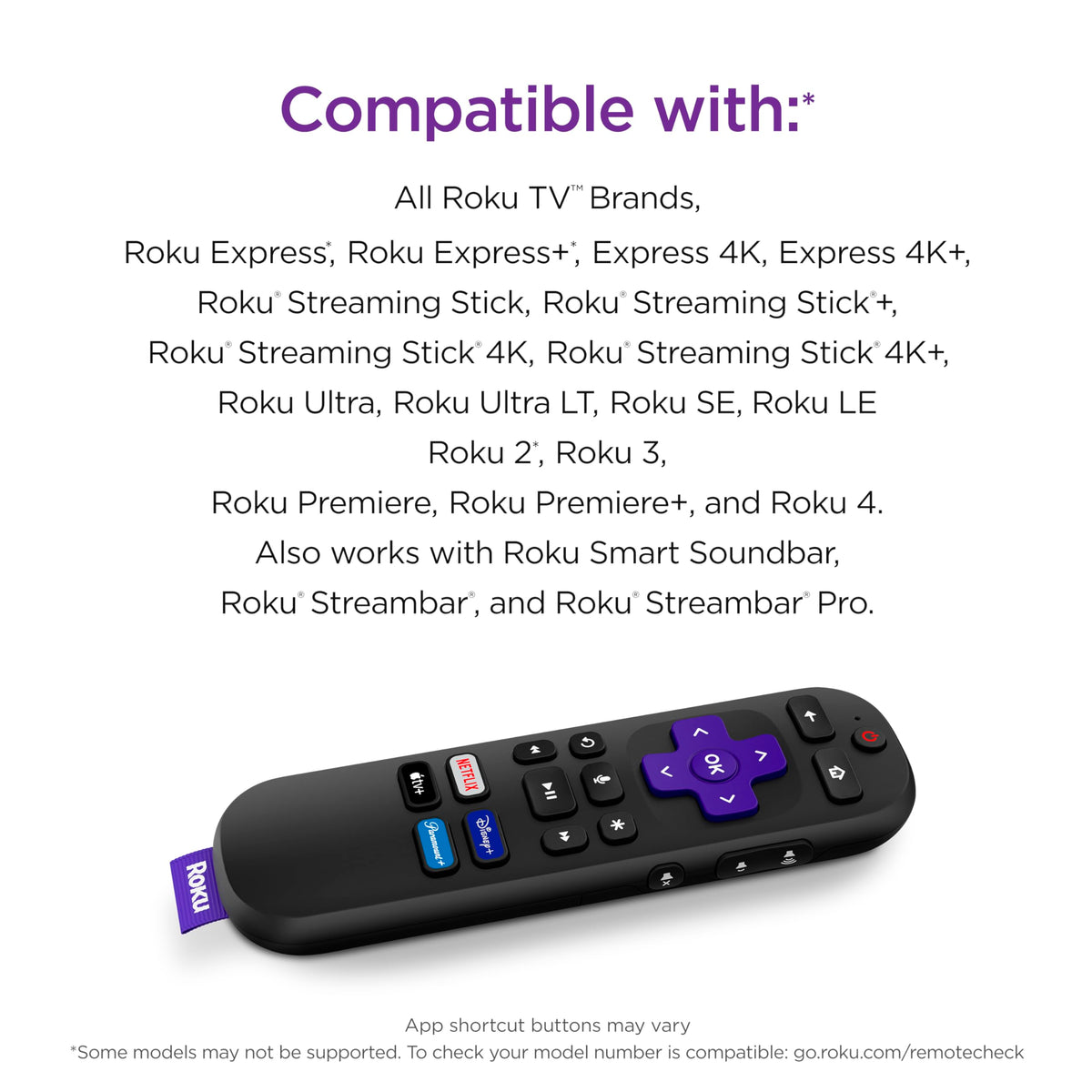 The Roku RCA1R pre-set channel shortcuts provide instant access to favorites.