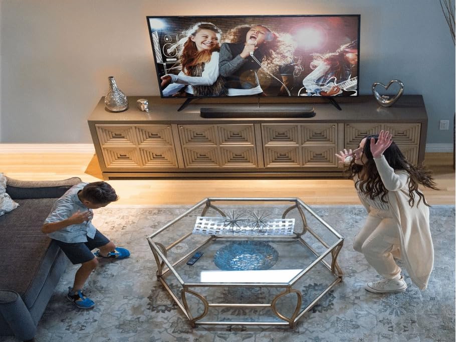 Roku smart soundbar in a living room setup for a seamless entertainment experience