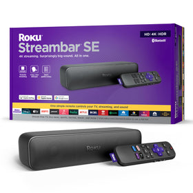 Roku Streambar SE front view with compact design and built-in 4K streaming.