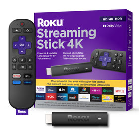 Roku Streaming Stick 4K front view showing compact design and easy HDMI plug