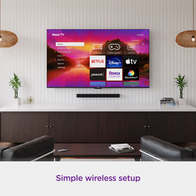 Roku TV Wireless Soundbar remote integration works with Roku remote for convenience.
