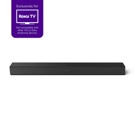 Roku TV Wireless Soundbar enhances voice clarity for on-screen dialogue.