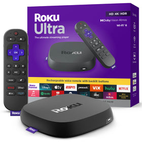 Roku Ultra 4K device close-up highlighting fast performance and crisp visuals