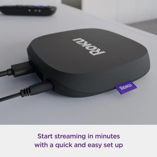 ROKU Roku Ultra LT living room setup with TV and clear picture.