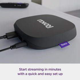 ROKU Roku Ultra LT living room setup with TV and clear picture.