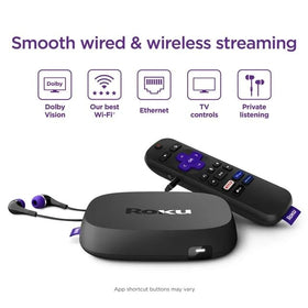 Roku remote and included HDMI and USB extension cables for simple setup