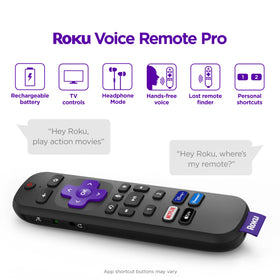 Roku Ultra rechargeable Pro Remote with voice shortcuts for quick control
