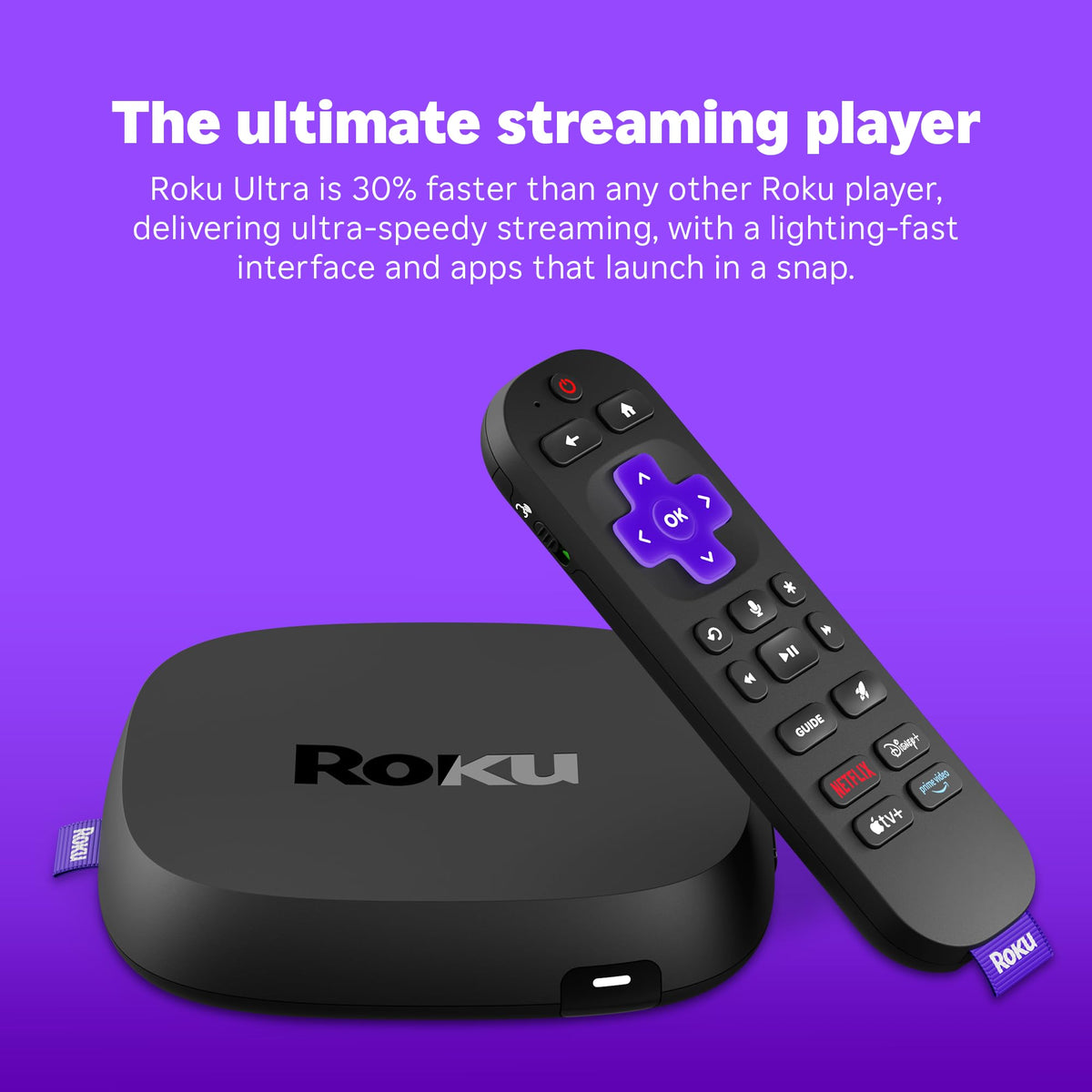 Roku Ultra Voice Remote Pro charging with USB-C and backlit keys