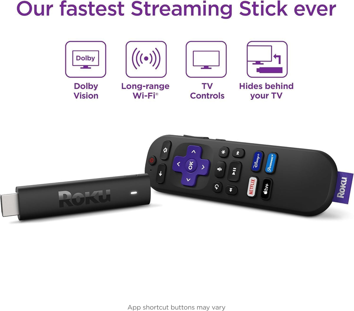 Roku voice remote closeup showing buttons and voice mic for easy hands‑free control
