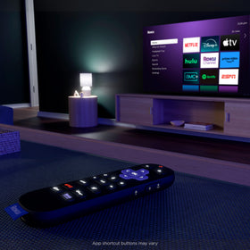 Roku close-up of backlit buttons, Roku remote improves low-light usability