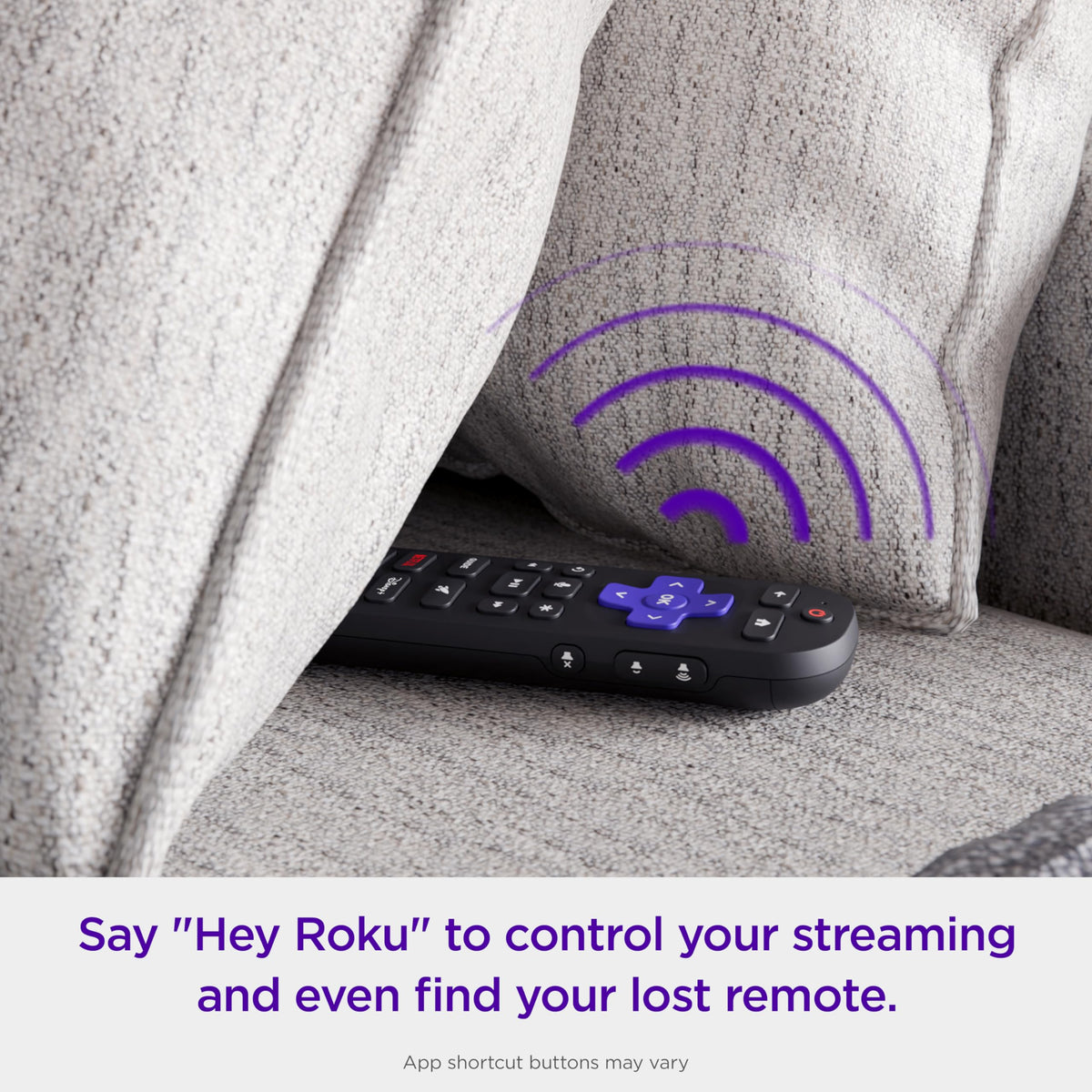 Roku remote held in hand for size comparison, Roku fits comfortably for easy control
