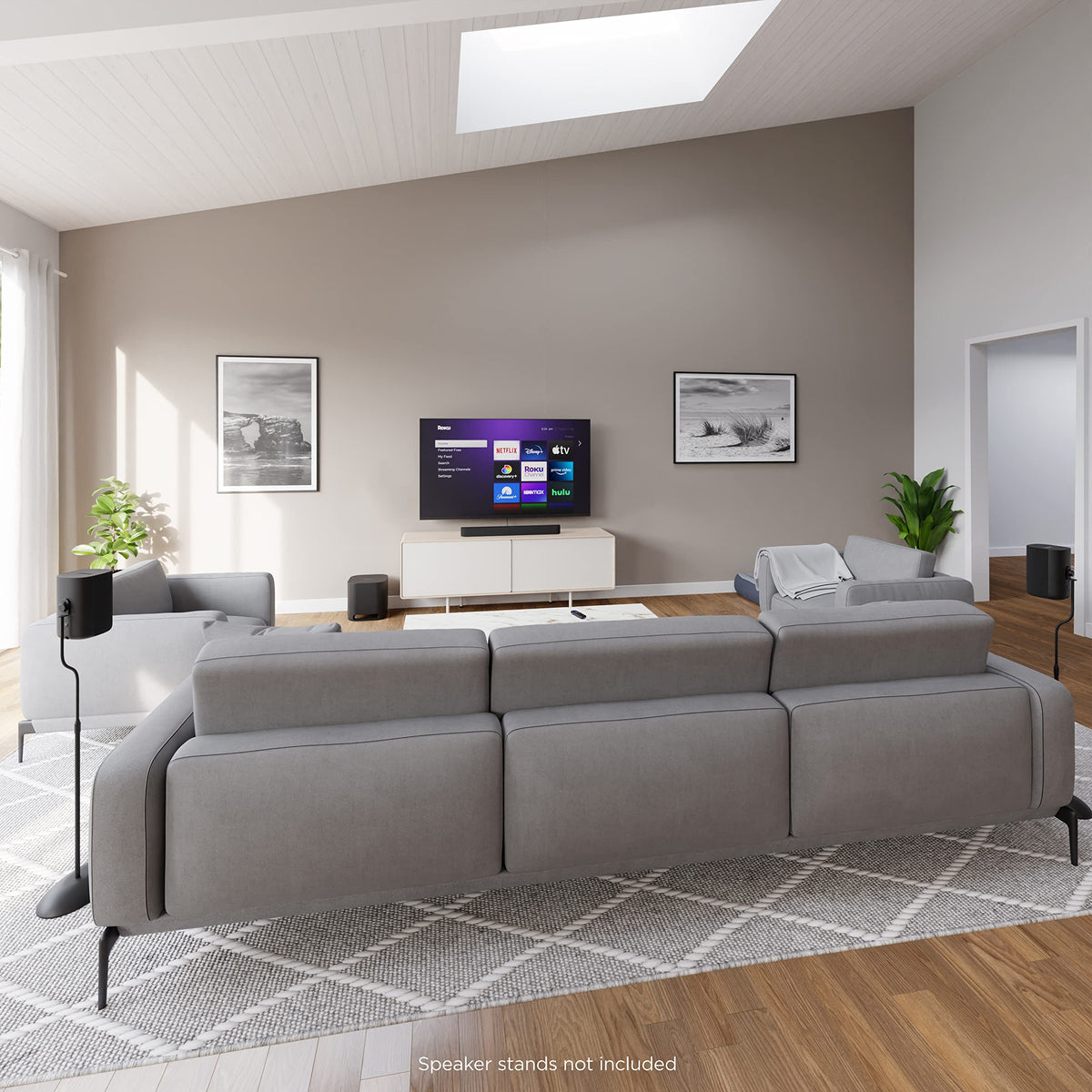 Roku Wireless Speakers Bluetooth streaming for music and podcasts.