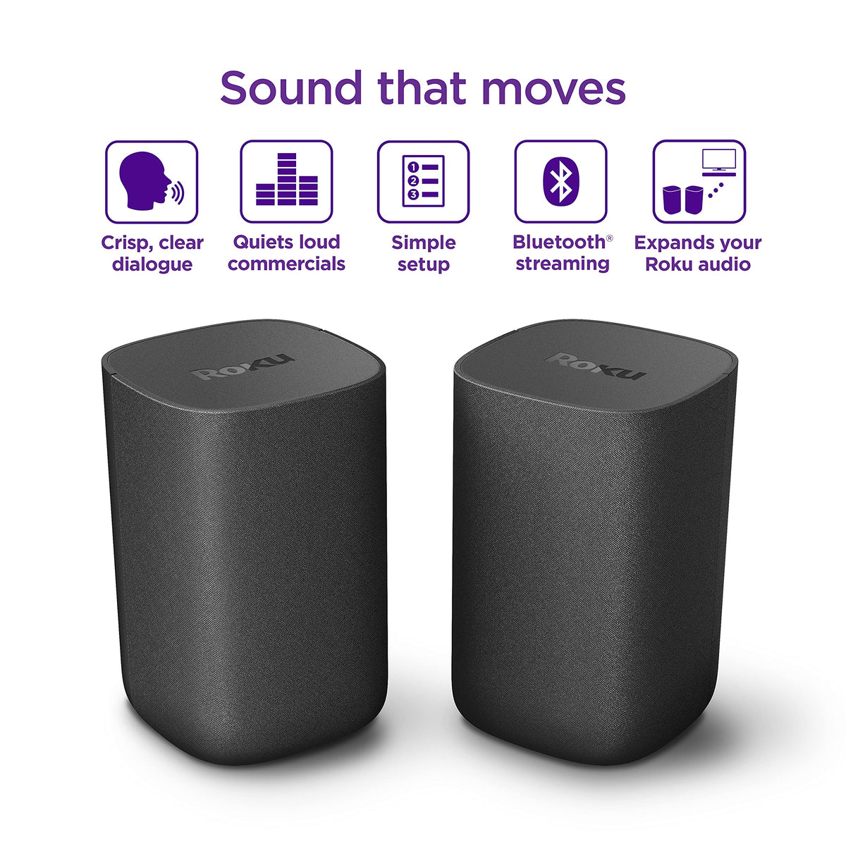 Roku Wireless Speakers side panel demonstrates compact form and accessible controls
