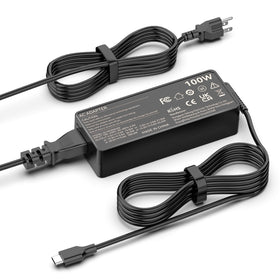 ROLADA 100W USB-C charger front view powering a laptop quickly