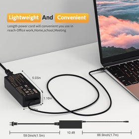 ROLADA 100W USB-C charger in use with a laptop on a desk