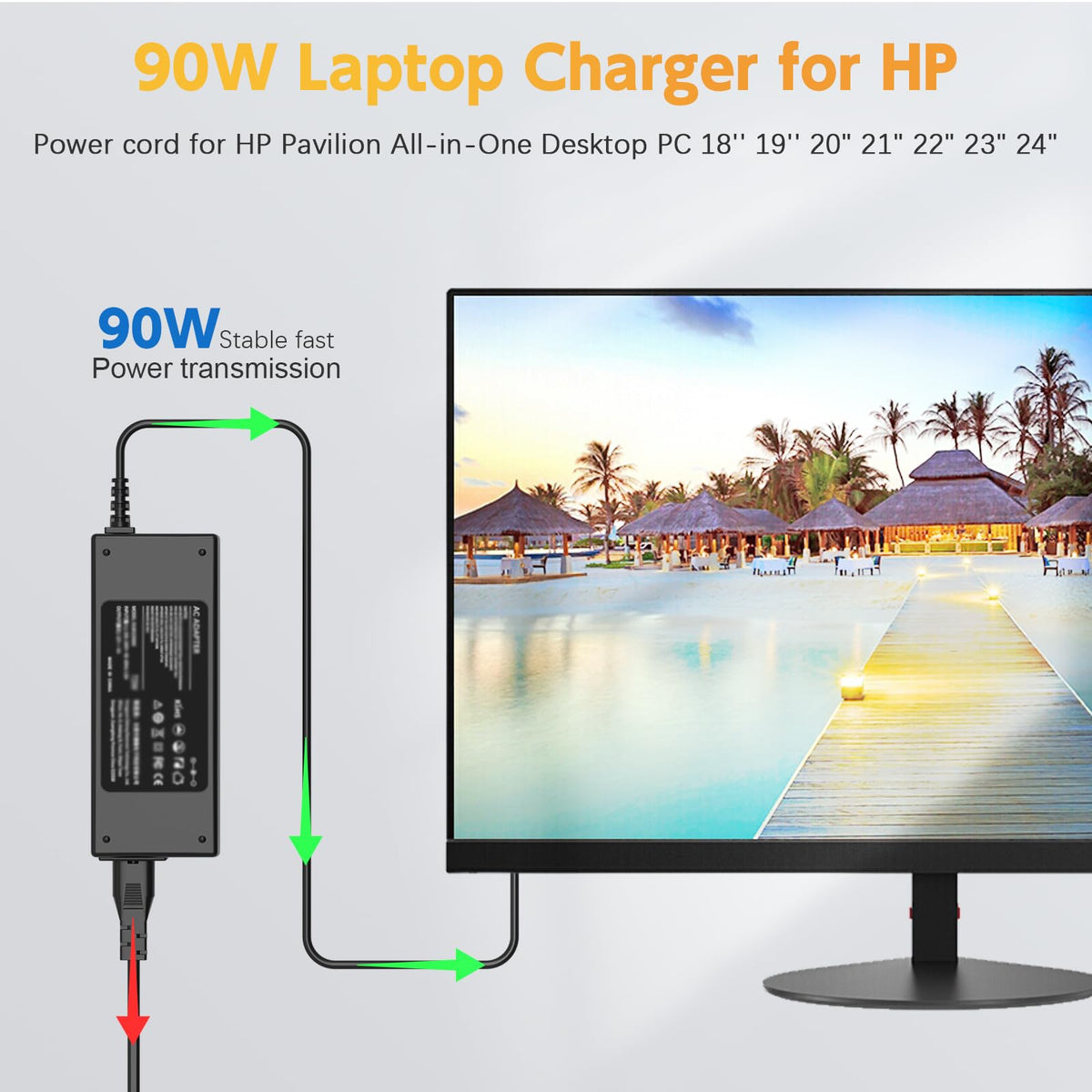 ROLADA 19V 4.74A output detail for strong HP desktop performance.