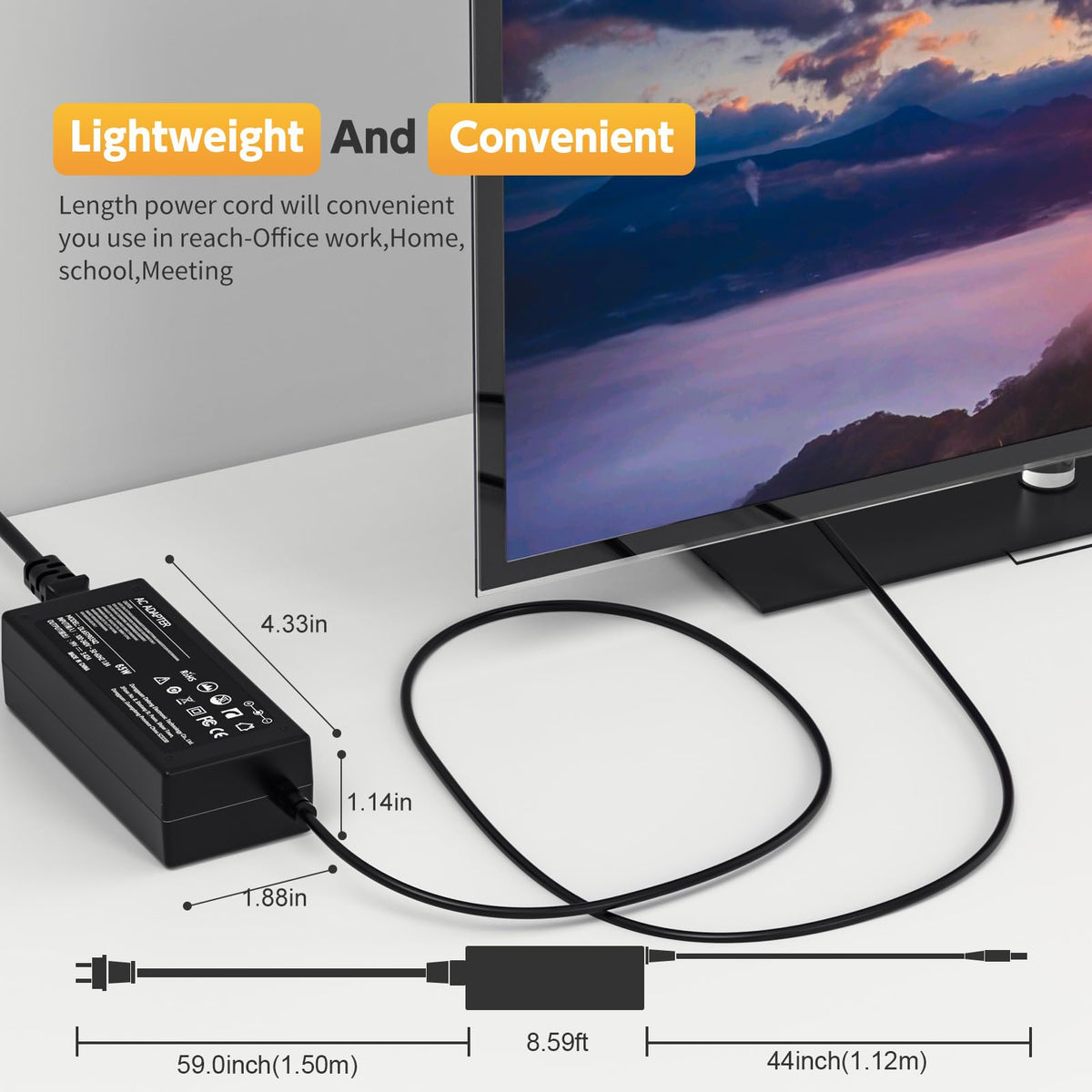 Easy plug-and-play setup with Rolada power cord for Acer monitors.