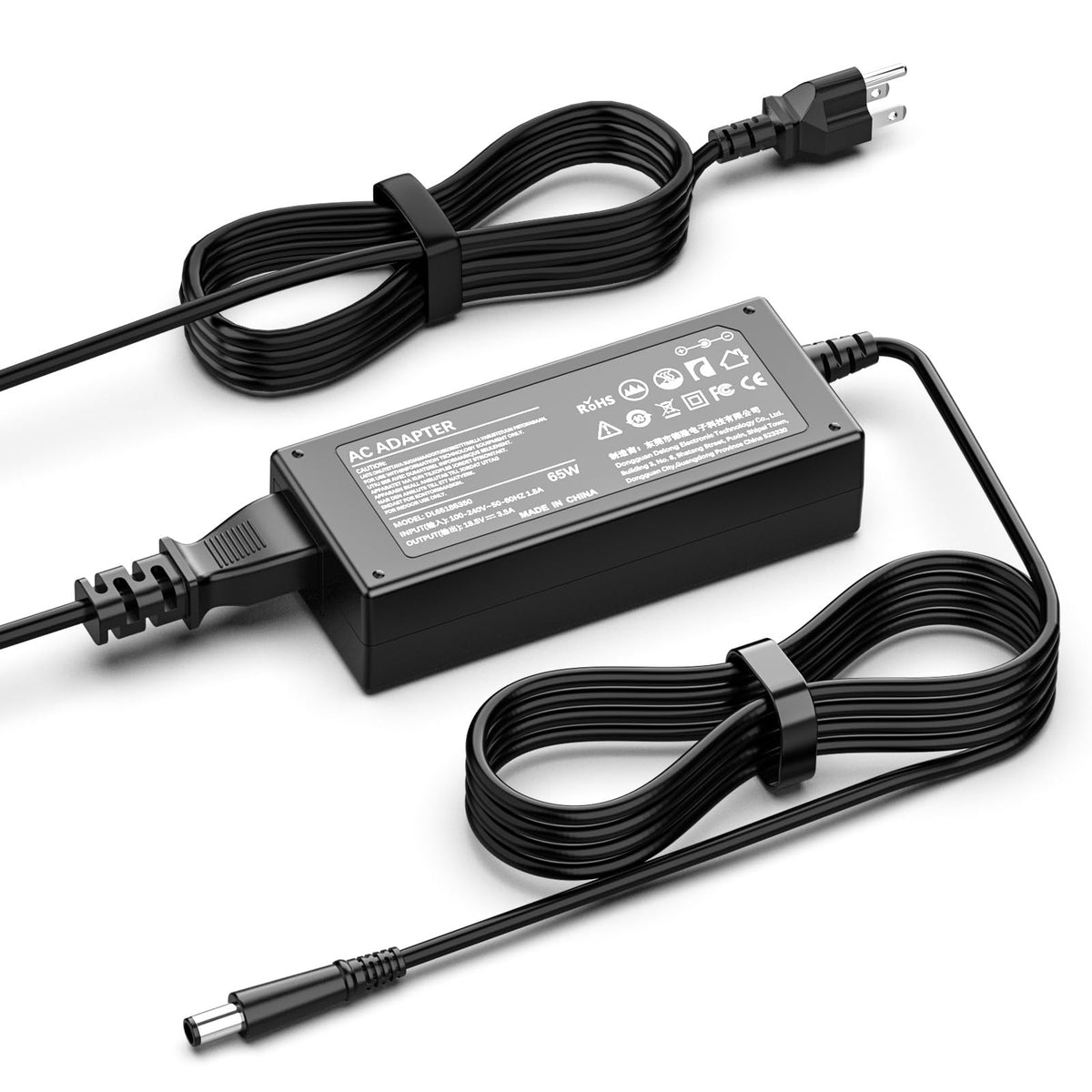 ROLADA 65W laptop charger front view for HP notebooks ensures portable power.