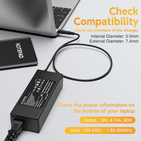 ROLADA 90W power cord shows wide compatibility across HP Pavilion all-in-one models.