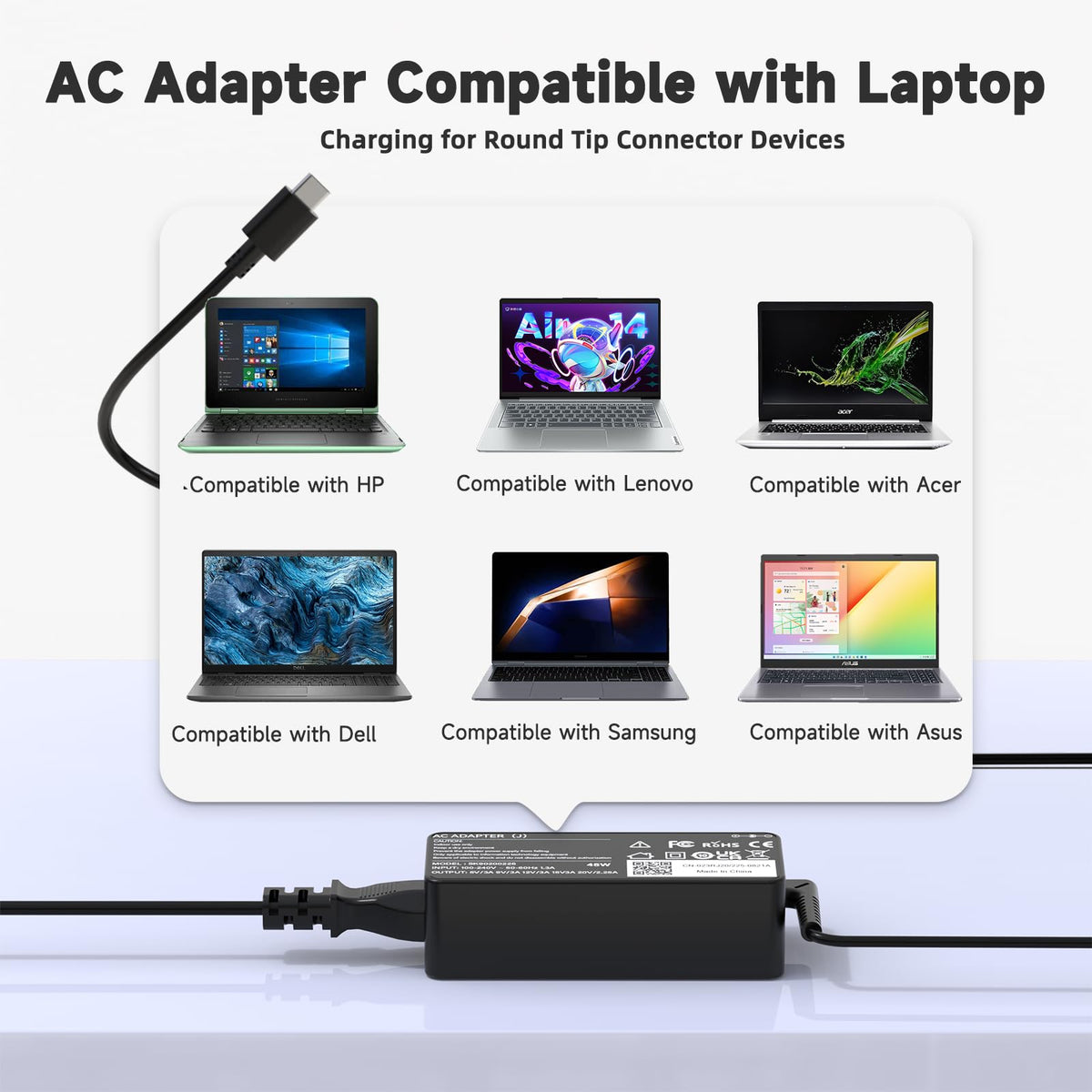 ROLADA adapter power cable and plugs bundled for immediate use