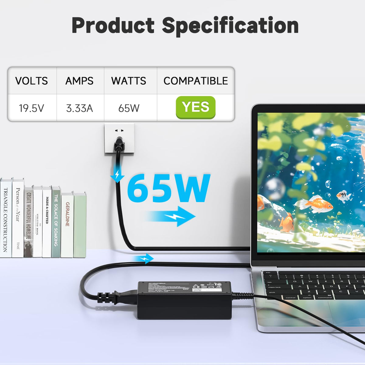 ROLADA connector tip 45x30mm, enabling fast charging on compatible laptops