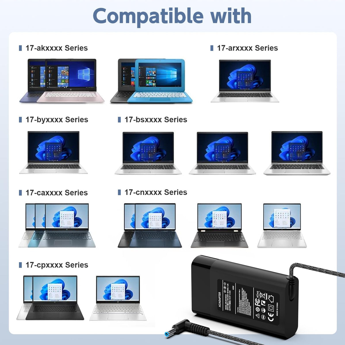 ROLADA charger compatible with HP 17-series laptops for versatile daily use.