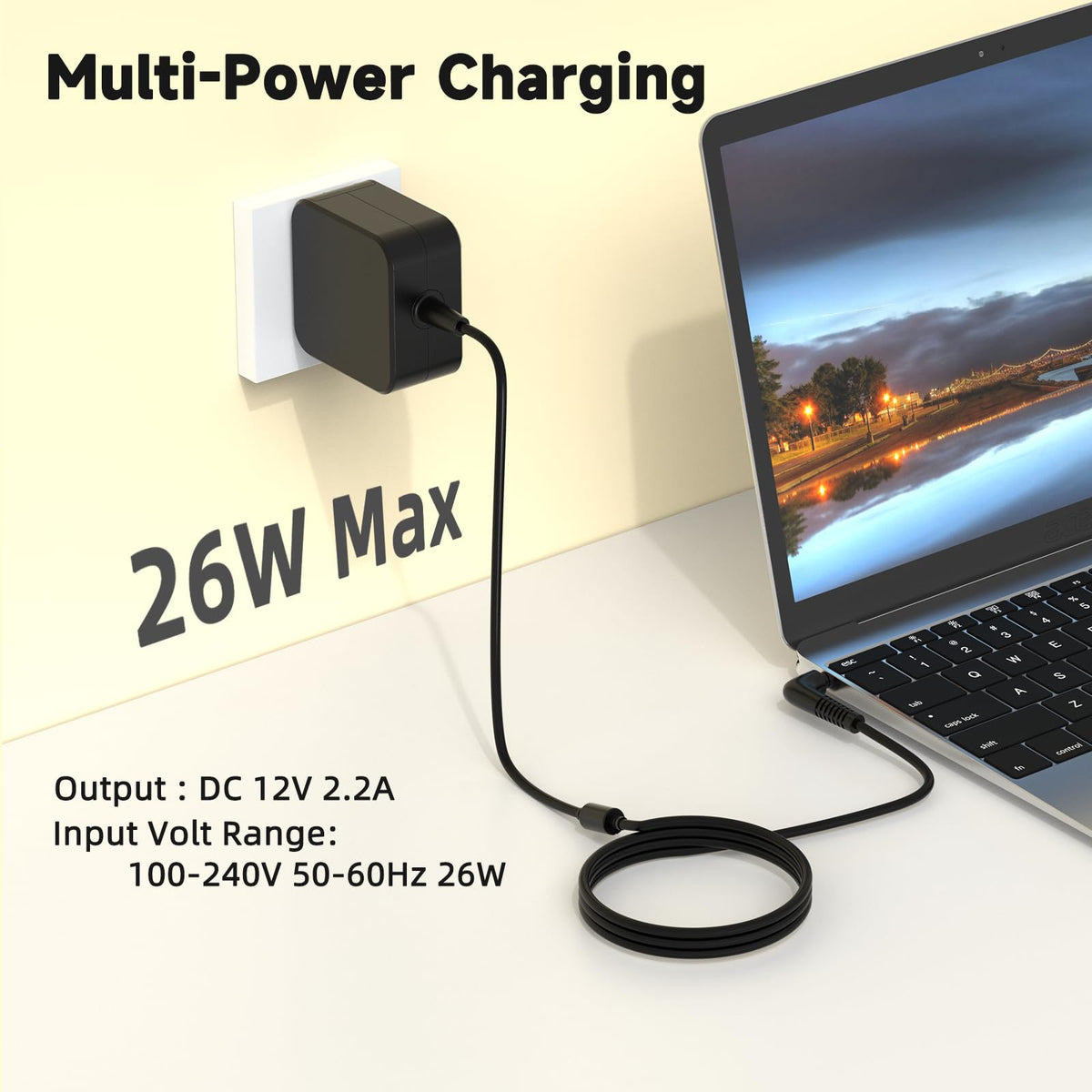 ROLADA close-up of 2.5×0.7mm plug ensuring correct Chromebook fit