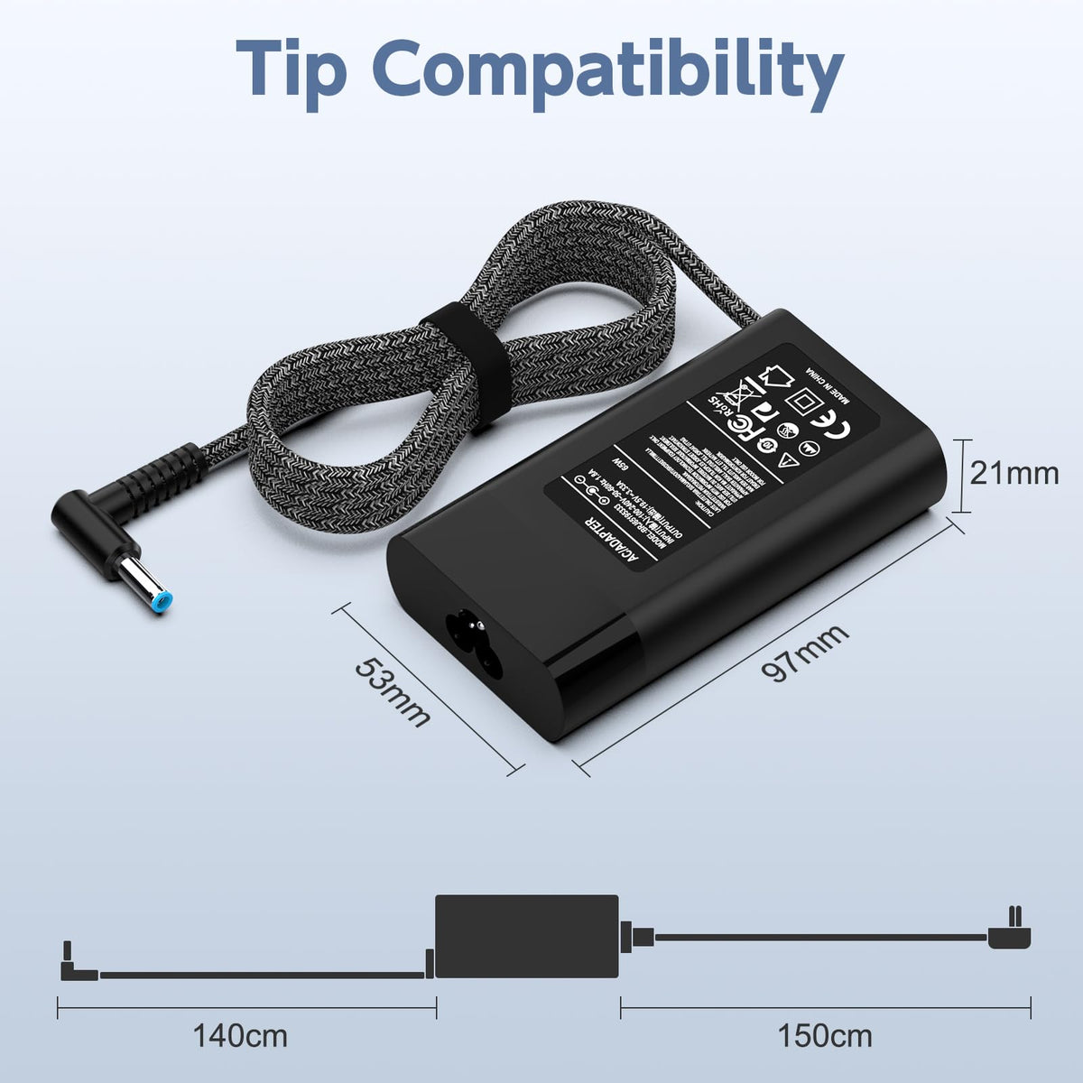 ROLADA adapter connected to HP 17 laptop during charging.