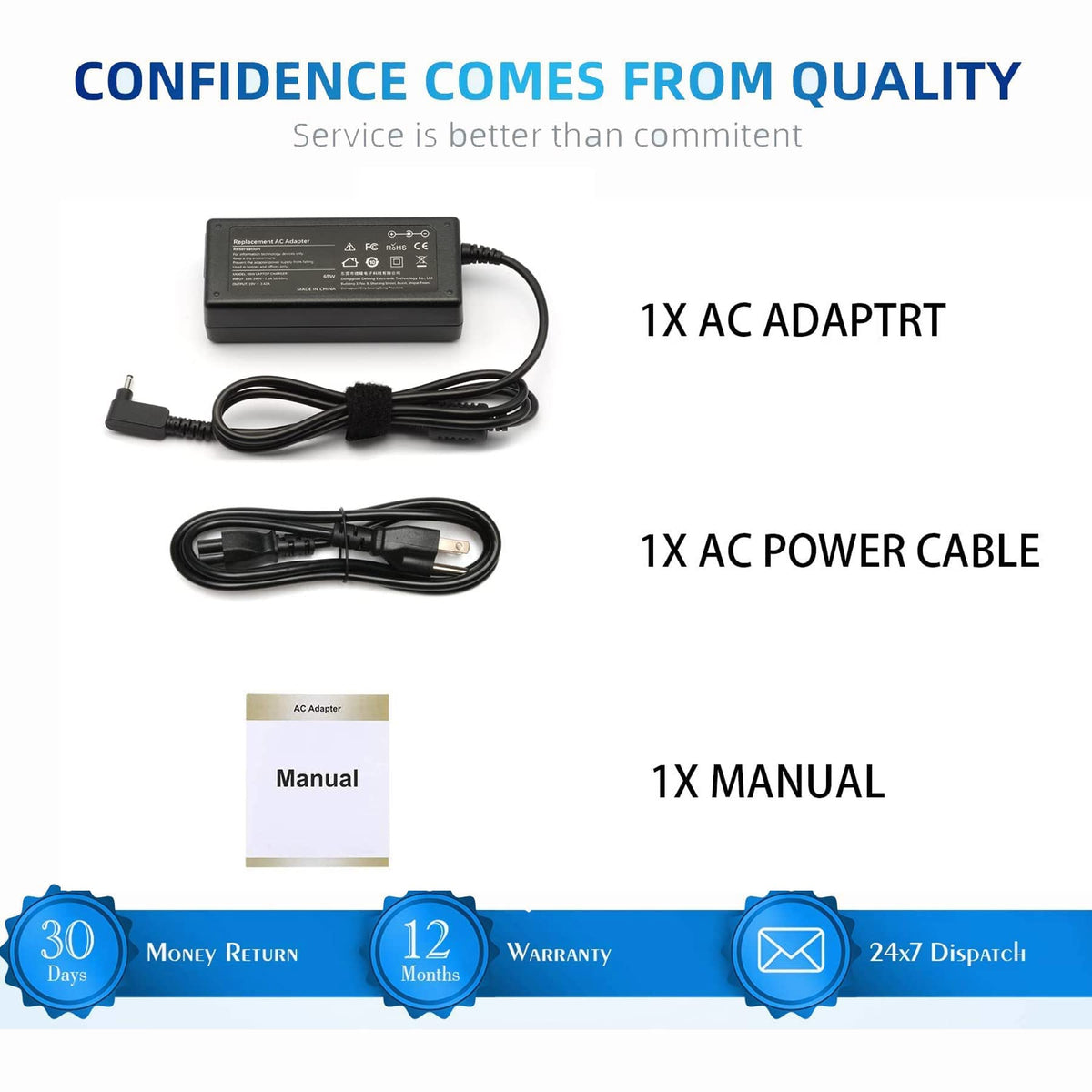ROLADA adapter paired with included power cord showing ready-to-use convenience
