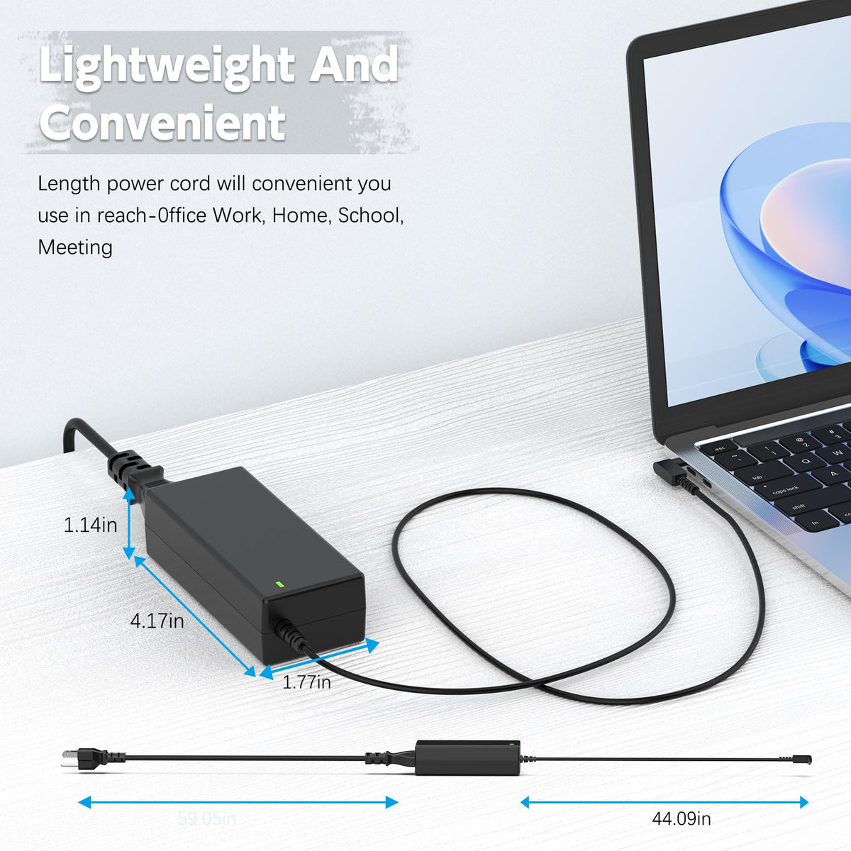 ROLADA adapter in hand beside laptop to show size and portability advantage