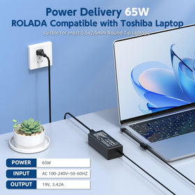 ROLADA Toshiba Satellite-compatible charger supports C55 and P755 models for home use.