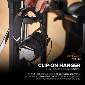 Roland VMH-D1 cable retainer keeps cords secure during sessions