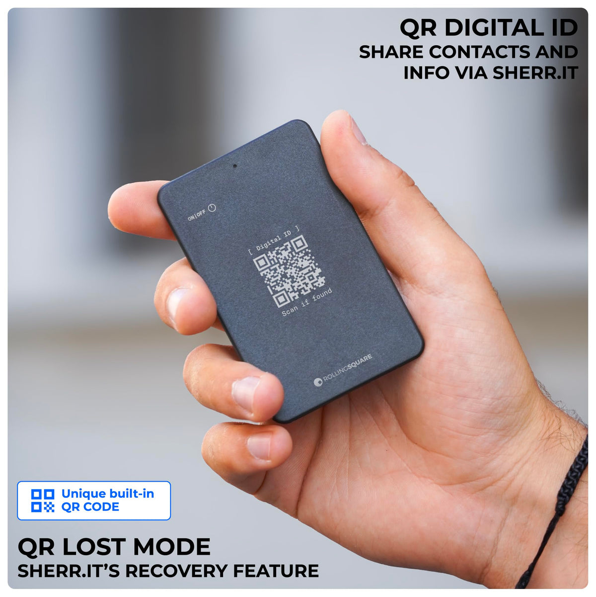 Rolling Square AirCard Dual on a commuter table beside keys and phone, reduces lost-item stress benefit