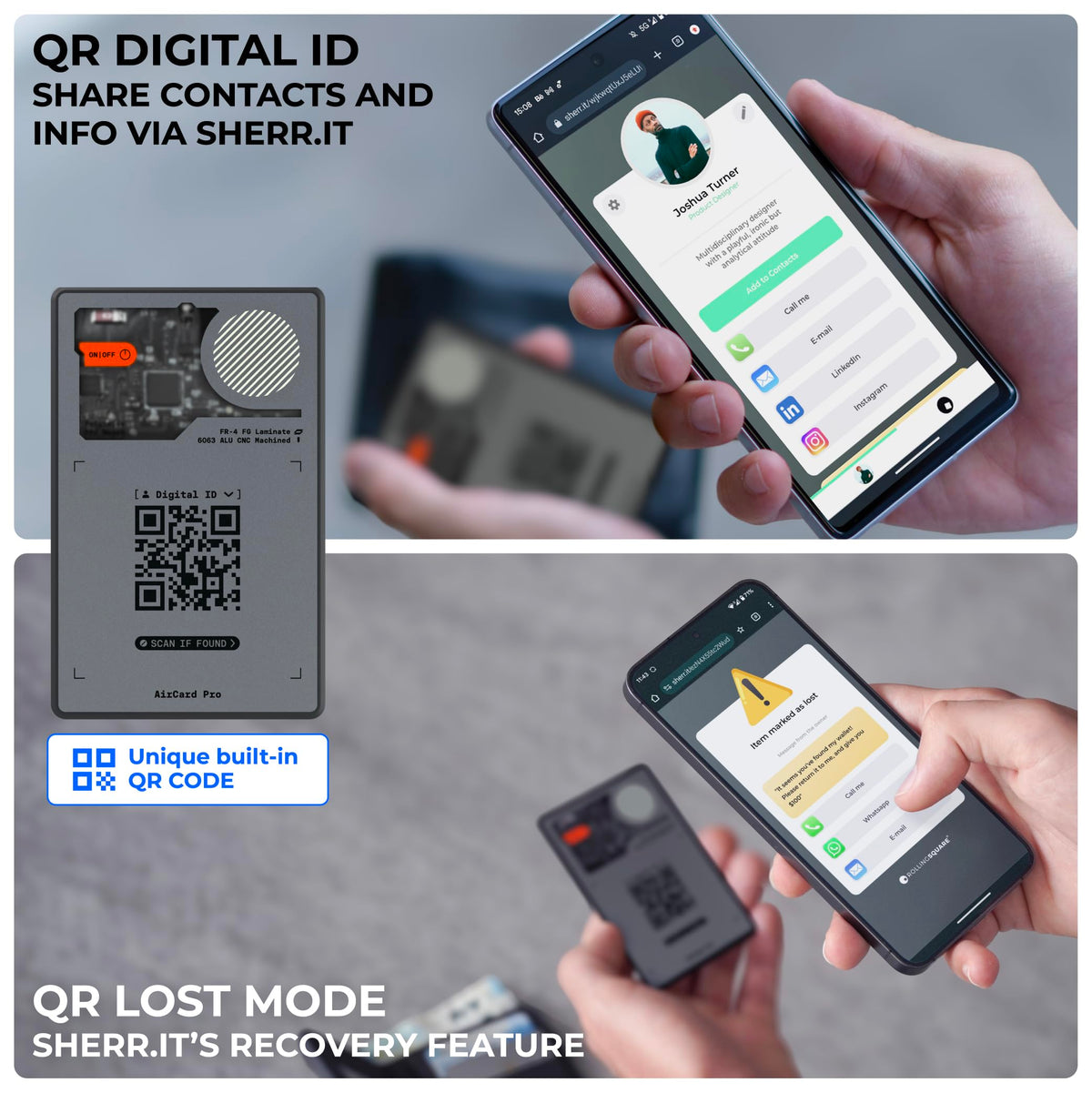 Rolling Square AirCard Pro Dual on wireless charger, shows simple wireless recharging convenience
