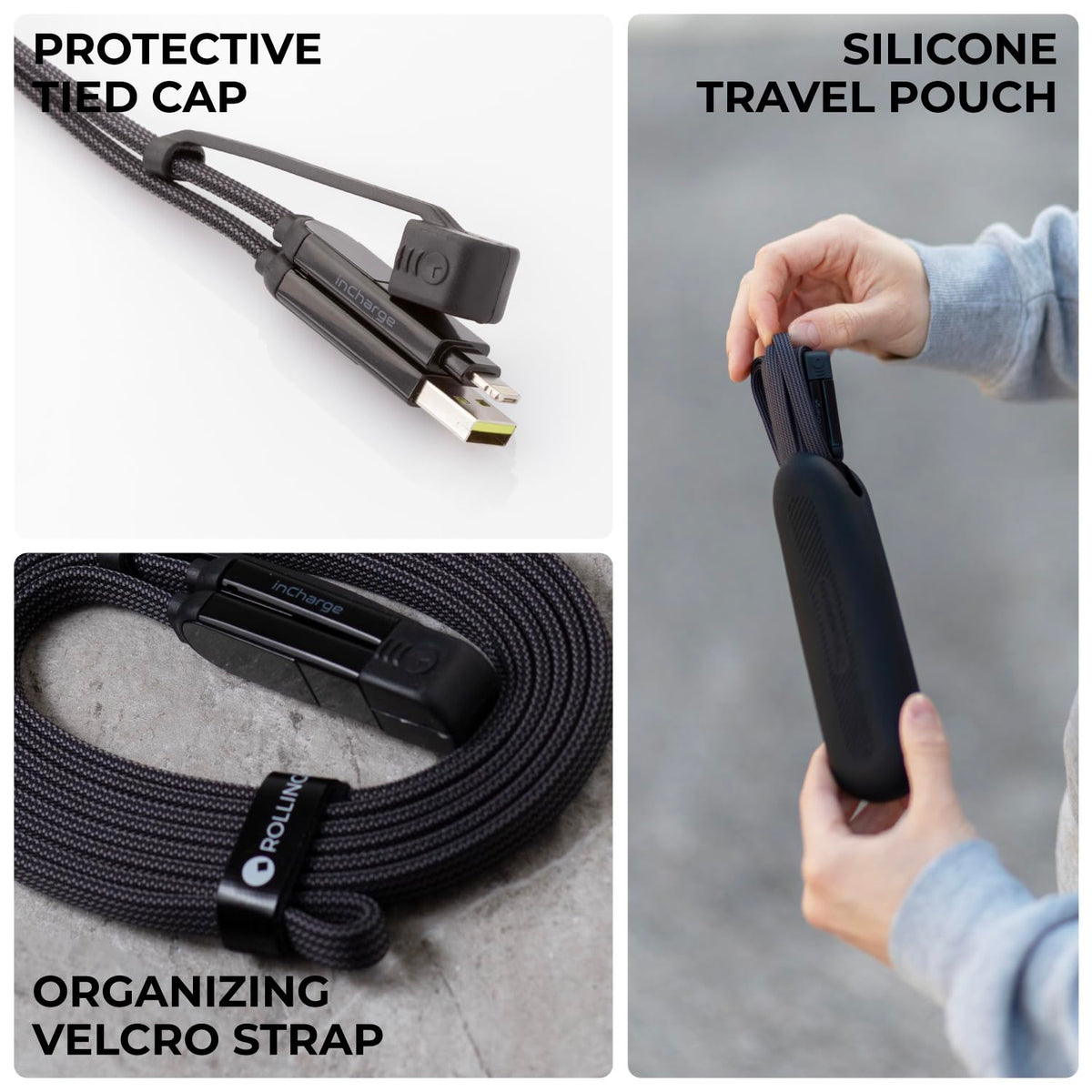 Rolling Square inCharge XL charging laptop, tablet and phone simultaneously, enabling versatile power