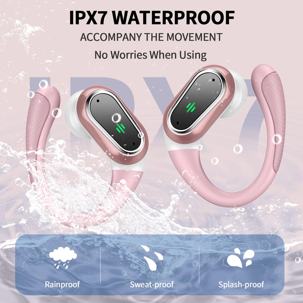 Rolosar earbuds ideal for workouts and running with secure fit and water resistance.