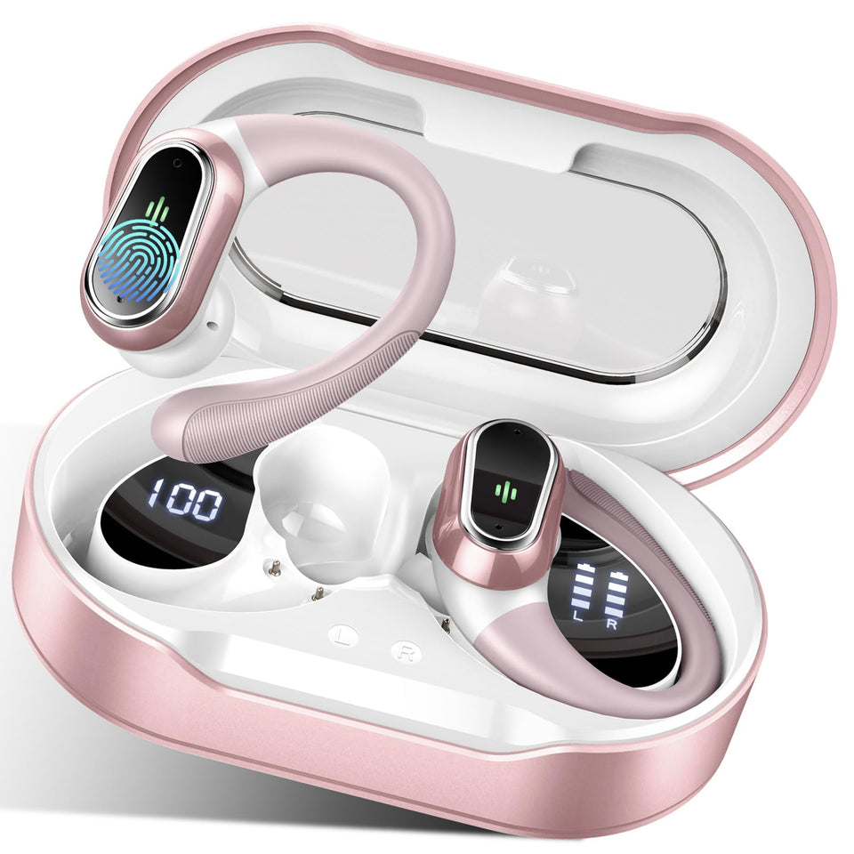 Rolosar front view of earbuds and case showing design and portability benefit