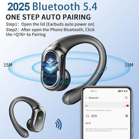 Rolosar wireless earbuds LED display shows battery status.
