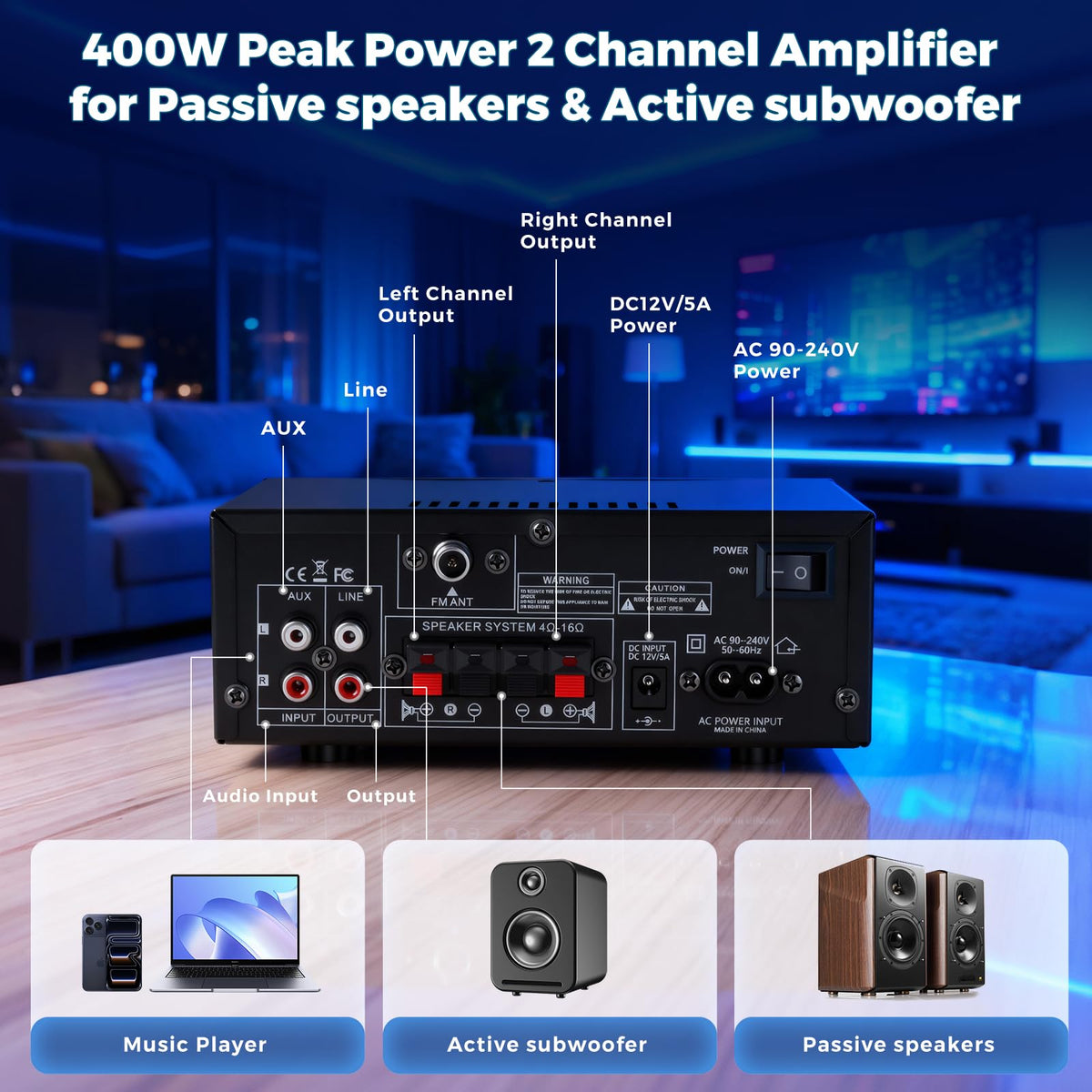 Romicta AK50MAX remote control allowing wireless adjustments and source selection