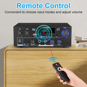 Romicta AK55 connected to TV and speakers demonstrating improved TV audio