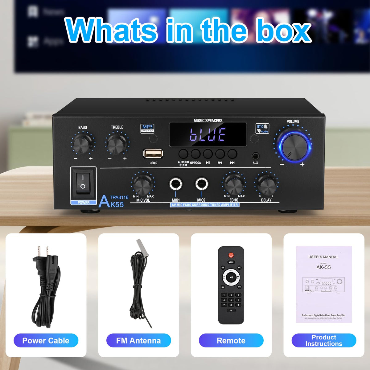 Romicta AK55 box contents with cables and manual for straightforward setup