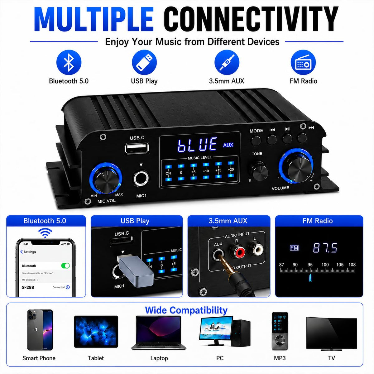 Romicta remote beside amplifier for convenient volume and input control