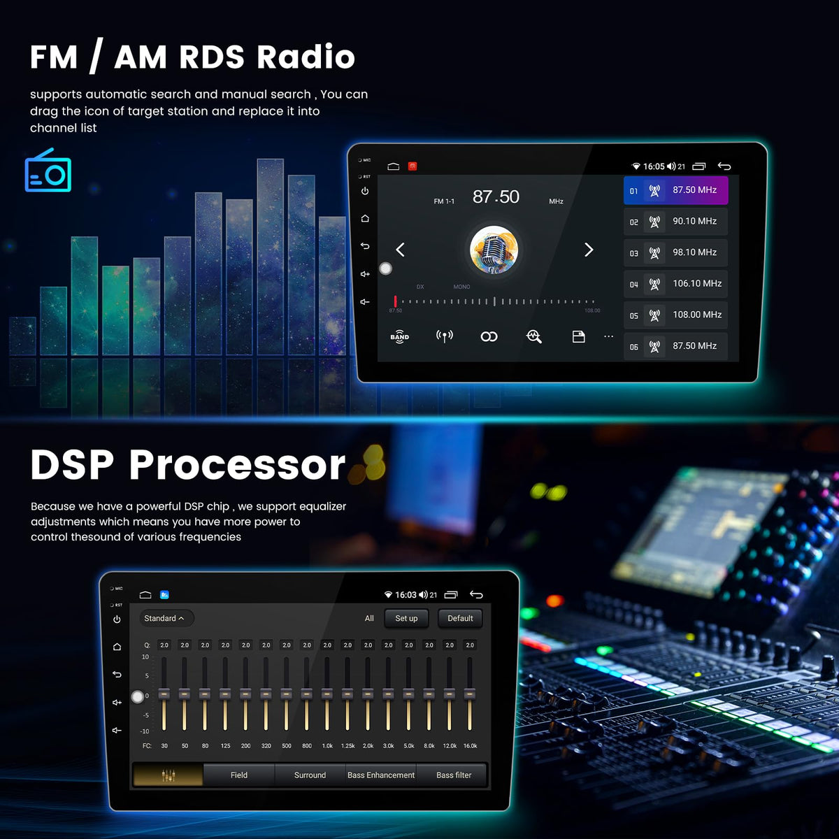 RONGJI FM/AM radio with digital tuning for varied stations