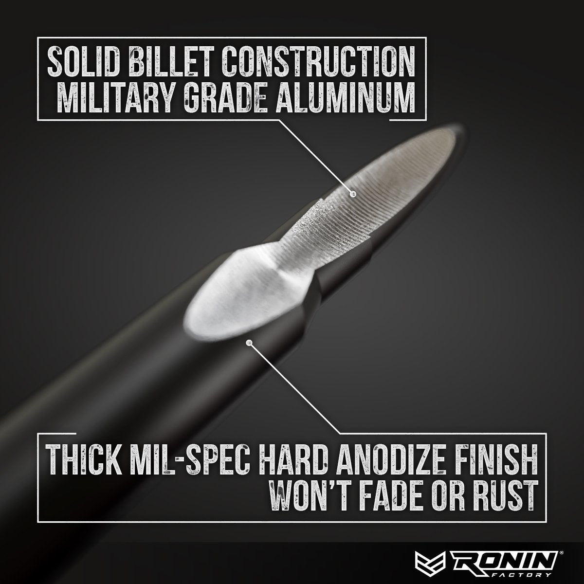 Ronin Factory antenna next to hand showing compact size and easy tool-free installation