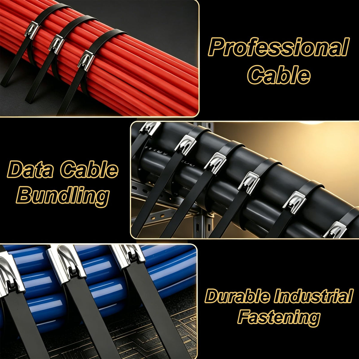 ROOCN cable tie gun in hand demonstrating easy tensioning and clean cutting