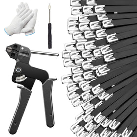 ROOCN front view of kit showing ties gun screwdriver and gloves for complete projects