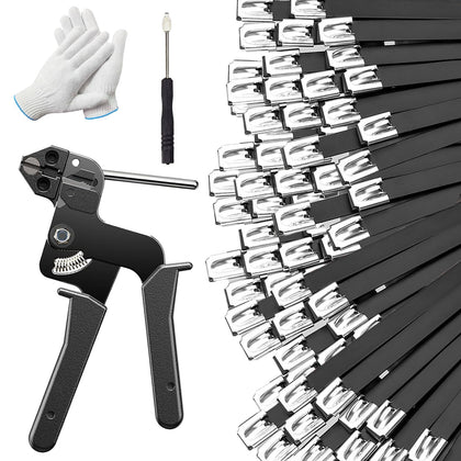 ROOCN front view of kit showing ties gun screwdriver and gloves for complete projects