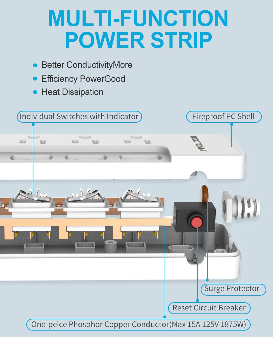 ROOTOMA 10ft cable length offers flexible placement around kitchen, office, or garage.