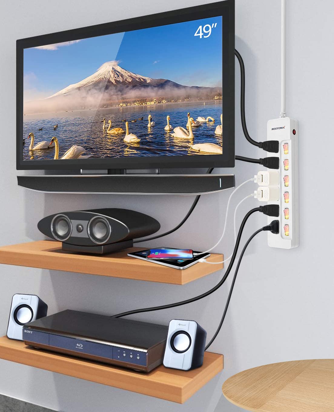 ROOTOMA mountable design helps secure the cord in busy workspaces.