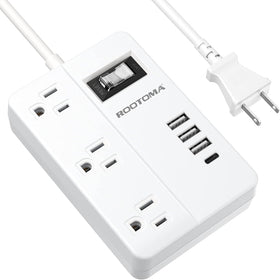 ROOTOMA 2-prong to 3-prong adapter outlet with surge protection for old homes